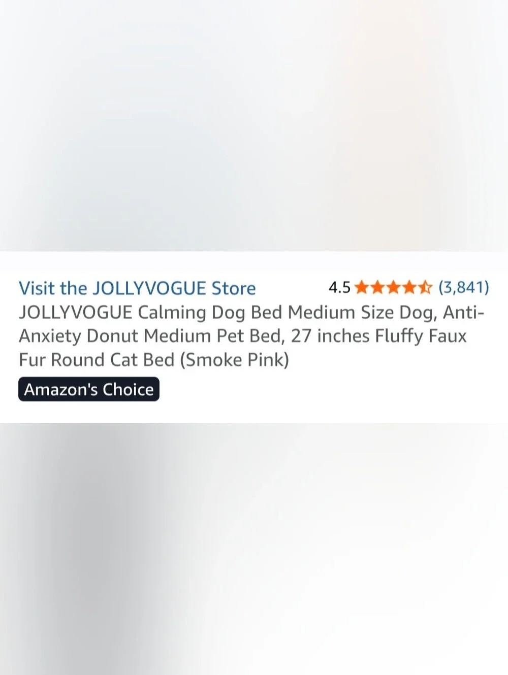 💗 JOLLYVOGUE Plush Pink Calming Dog Bed - Soft Round Pet Cushion